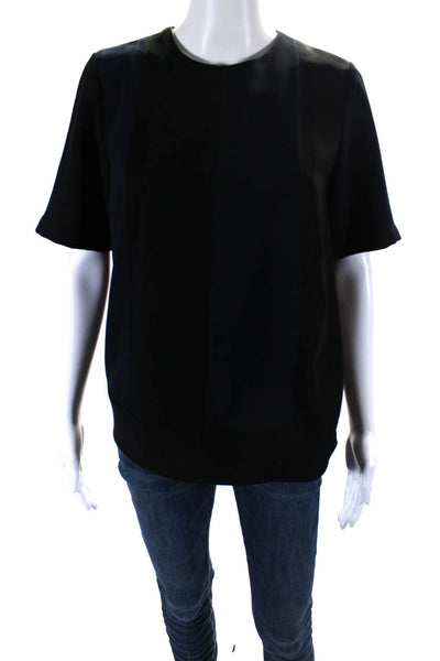 1 by O'2nd Womens Black/Navy Color Block Short Sleeve Blouse Top Size 0