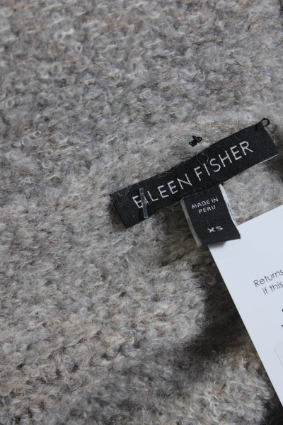 Eileen Fisher Womens Beige Alpaca Open Front Cardigan Sweater Top Size XS