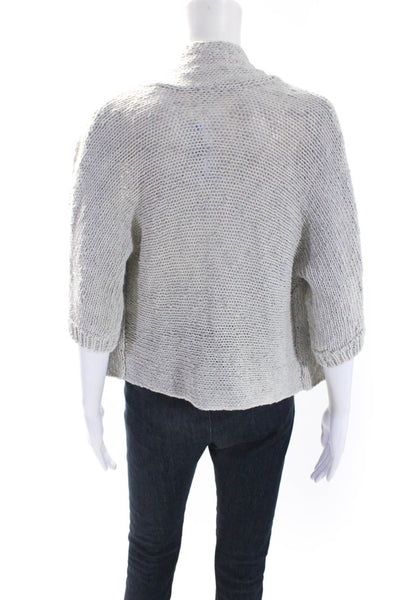 Eileen Fisher Womens White Cotton Open Knit 3/4 Sleeve Cardigan Sweater Size XS