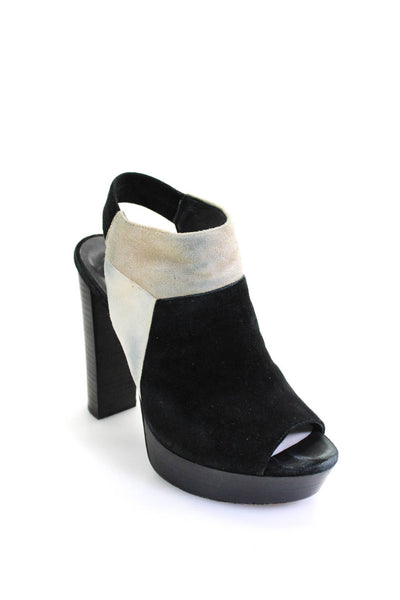 Alice + Olivia Womens Block Heel Platform Ankle Strap Sandals Black White 36.5