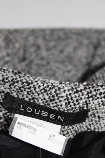 Louben Womens Woven Tweed Knee Length Pencil Skirt Black White Wool Size 6