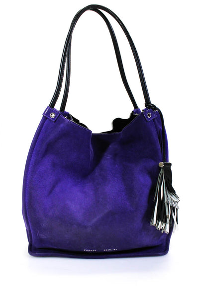 Proenza Schouler Womens Magnificent Nubuck Leather Tassel Tote Handbag Purple