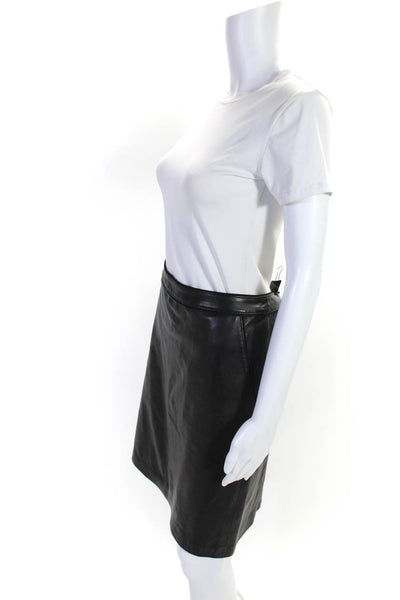 DKNY Womens Leather Back Slit Pencil Skirt Black Size 8