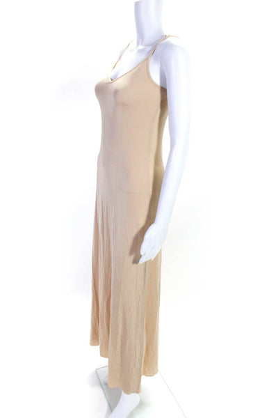 Ghost Womens Jersey Knit Spaghetti Strap V-Neck Long Slip Dress Beige Size PP