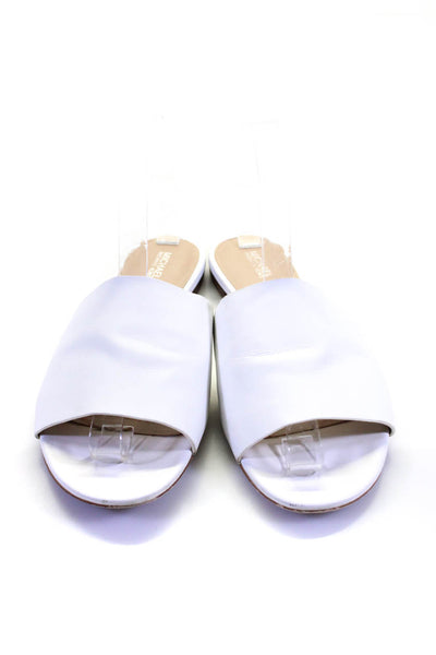 Michael Michael Kors Womens Leather Open Toe Slide Sandals White Size 8.5US