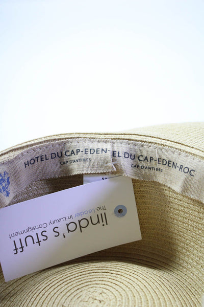 Hotel Du Cap Eden Roc Womens Embroidered Straw Beach Hat Beige Size O/S