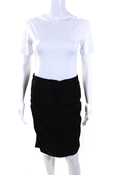 Theory Women's Zip Closure Pockets A-Line Mini Work Skirt Black Size 2
