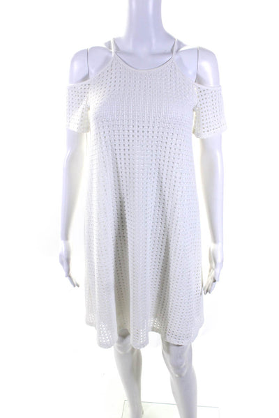 1.State Womens White Cut Out Cold Shoulder Short Sleeve A-Line Dress Size XS