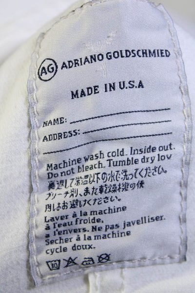 AG Adriano Goldschmied Womens Button Front Collared Jean Jacket White Size Small