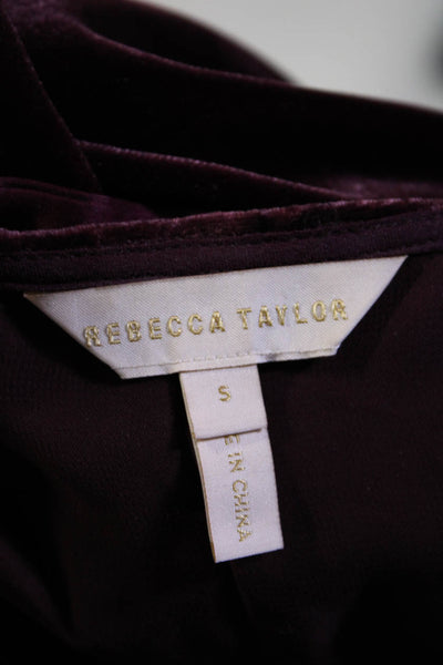 Rebecca Taylor Womens Velvet V Neck Tank Top Purple Size Small