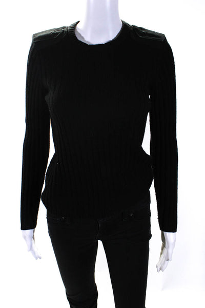 Minnie Rose Womens Cashmere Ribbed Crew Neck Sweater Black Size Extra Small