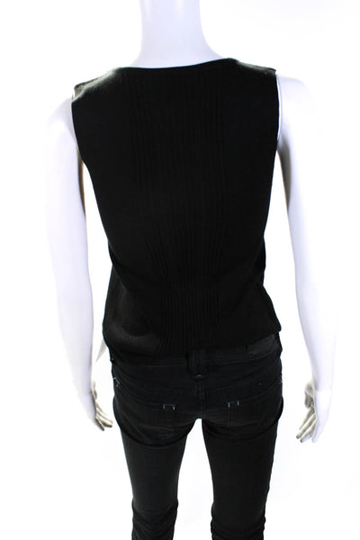 Intermix Womens Animal Print Shell Sweater Black Brown Cotton Size Petite