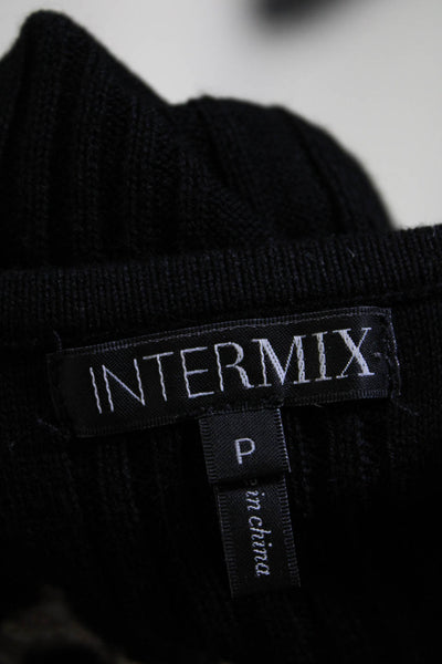 Intermix Womens Animal Print Shell Sweater Black Brown Cotton Size Petite