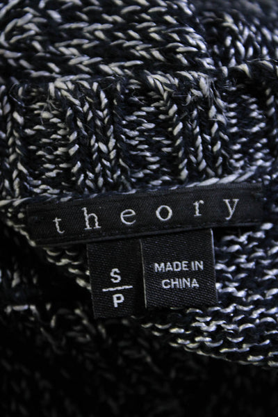 Theory Womens Long Sleeves Alexa Sweater Black White Cotton Size Small