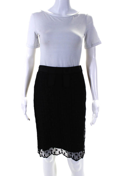 Milly Of New York Womens Black Cotton Lace Lined Pencil Skirt Size 2
