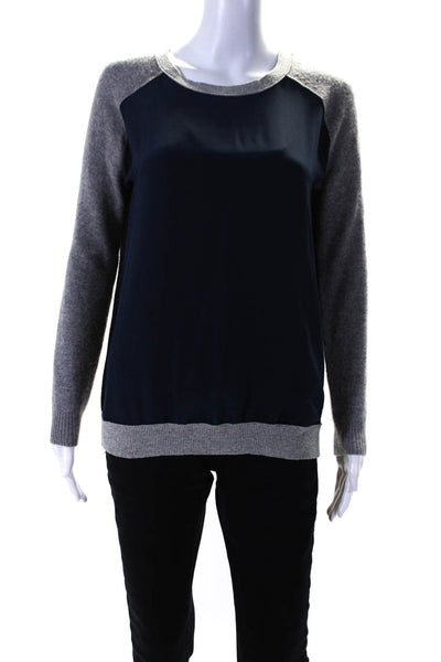 Vince Womens Navy/Gray Crew Neck Long Sleeve Pullover Sweater Top Size XS