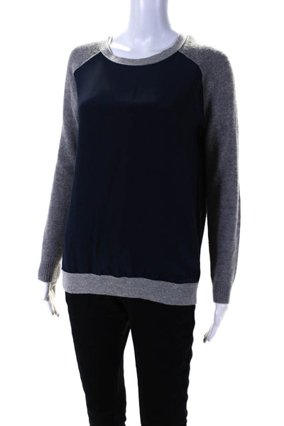 Vince Womens Navy/Gray Crew Neck Long Sleeve Pullover Sweater Top Size XS