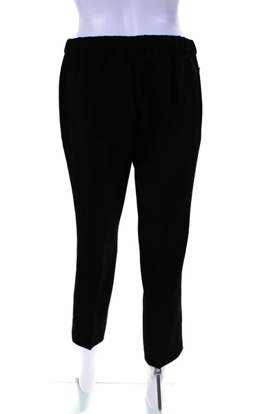 Theory Womens Flat Front Elastic Waist Mid-Rise Tapered Pants Black Size 4