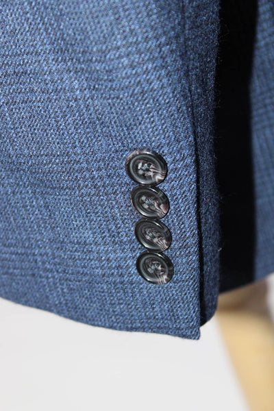 Lauren Ralph Lauren Mens Wool Plaid Print Vented Two Button Blazer Blue Size 48