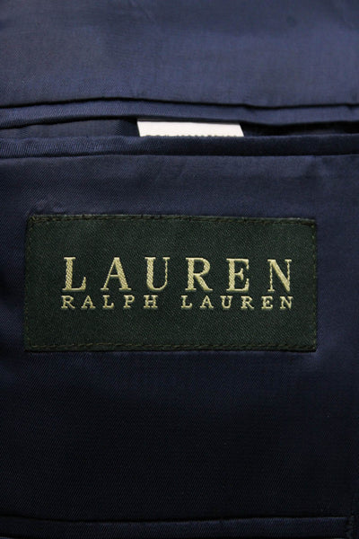 Lauren Ralph Lauren Mens Wool Plaid Print Vented Two Button Blazer Blue Size 48