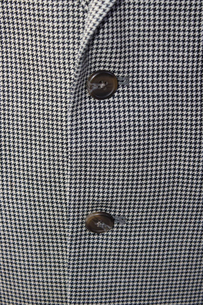 Ralph Ralph Lauren Mens Silk Houndstooth Print Two Button Blazer Black Size 44R
