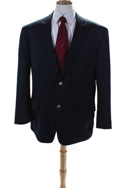 Robert Graham Mens Cotton Single Vented Two Button Blazer Jacket Blue Size 46