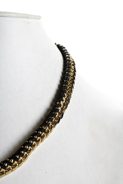 Trina Turk Womens Gold Toned + Black Thick Chain Link Nacklace