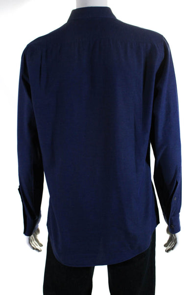 Paul Smith London Mens The Byard Button Down Dress Shirt Blue Cotton Size 16 41