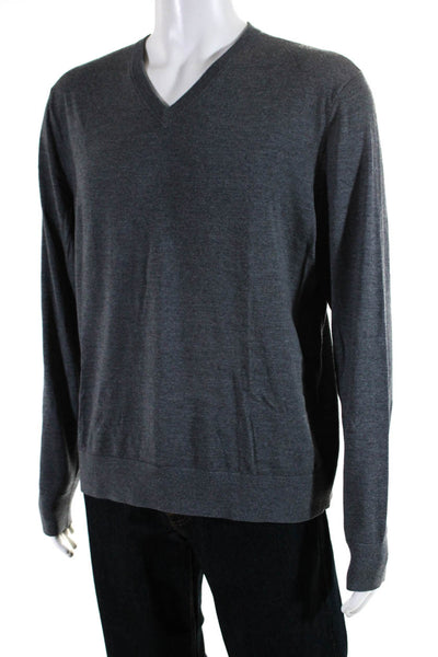 Theory Womens Long Sleeves Rilam V Neck Sweater Gray Wool Size Extra Large
