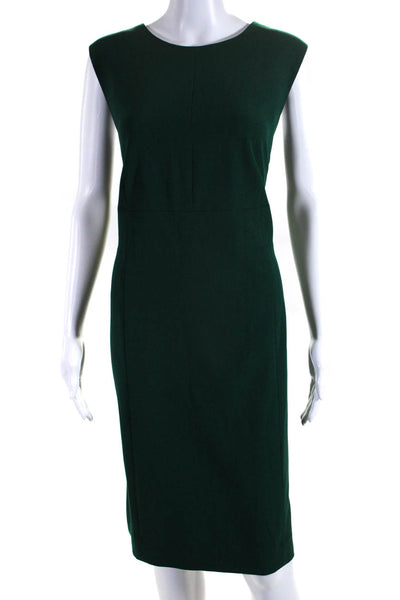M.M. Lafleur Womens Crew Neck Sleeveless Twill Sheath Dress Green Size +2 XL