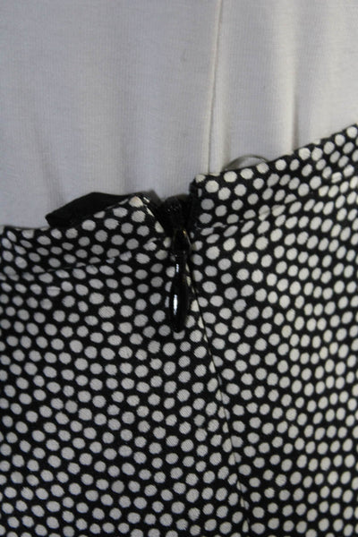 Akris Punto Womens Polka Dot Satin Surplice Mini Skirt Black White Silk Size 10