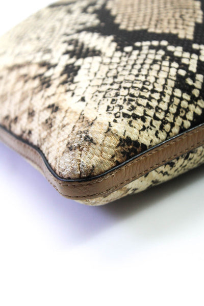 Coach Womens Small Snakeskin Print Canvas Leather Trim Crossbody Handbag Tan