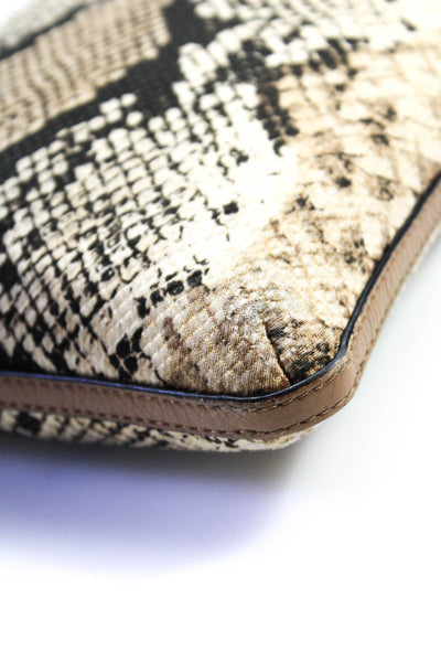 Coach Womens Small Snakeskin Print Canvas Leather Trim Crossbody Handbag Tan