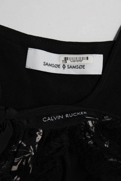 Calvin Rucker Samsoe Samsoe Womens Floral Lace Trim Tops Black Size XS Lot 2