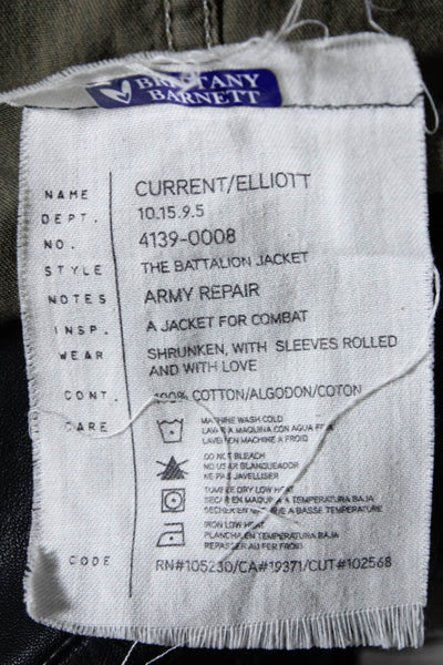 Current/Elliott Womens Front Zip Collared Striped Battalion Jacket Brown Size 2