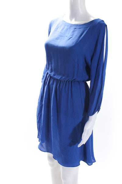 Alice + Olivia Womens Long Sleeve Back Cutout A Line Dress Blue Size S