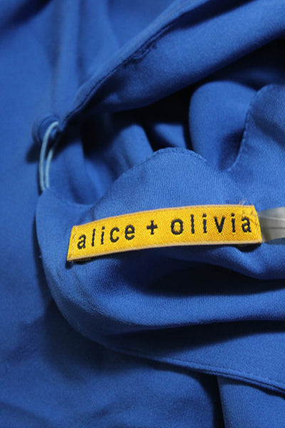 Alice + Olivia Womens Long Sleeve Back Cutout A Line Dress Blue Size S