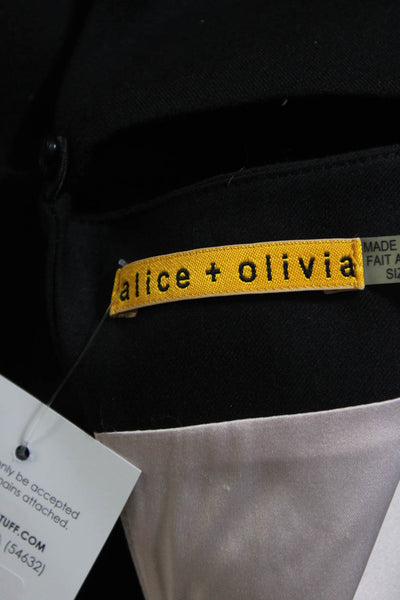 Alice + Olivia Womens Feather Trim Flower Motif Lined Sheath Dress Black Size 2