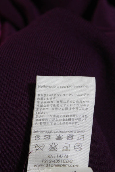 3.1 Phillip Lim Womens Silk Short Sleeve Ribbed Knit Mini Dress Purple Size 0