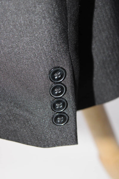 Calvin Klein Mens Striped Two Button Double Vented Blazer Jacket Black Size 48