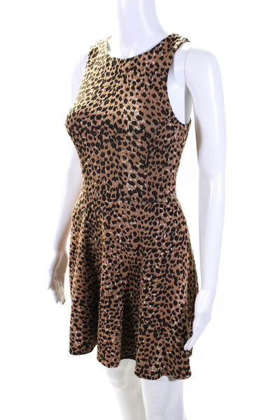Mara Hoffman Womens Animal Print Sleeveless A Line Dress Brown Size Small