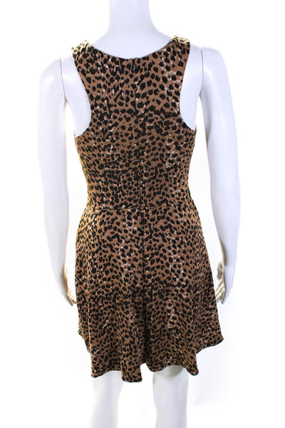 Mara Hoffman Womens Animal Print Sleeveless A Line Dress Brown Size Small