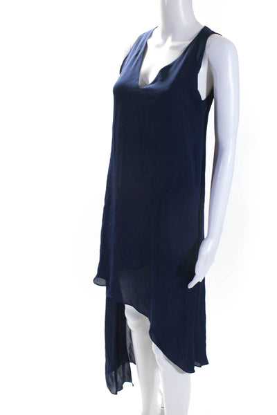 Ramy Brook Womens Silk V neck Sleeveless High Low Dress Blue Size XS