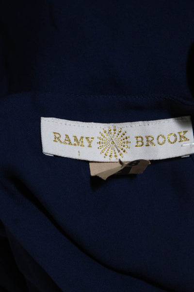 Ramy Brook Womens Silk V neck Sleeveless High Low Dress Blue Size XS