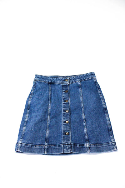 Theory Vince Womens Button Down Unlined Denim Skirt Blue Size 0 Lot 2