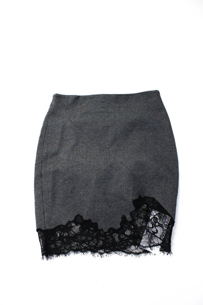 Robert Rodriguez Black Label Womens Lace Trim Pencil Skirt Gray Size 0