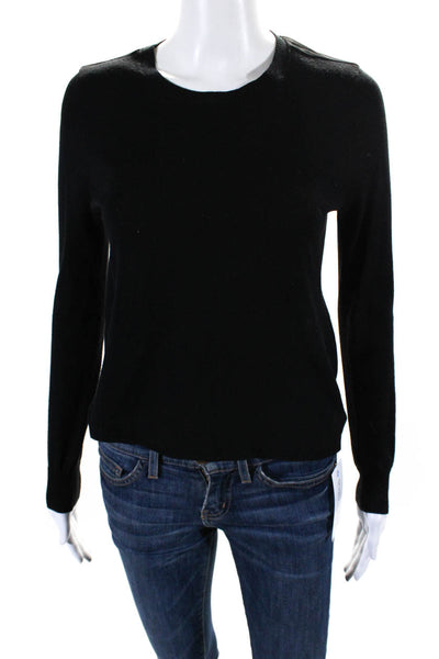 J Brand Womens Long Sleeve Sheer Back Merino Wool Sweatshirt Black Size XS