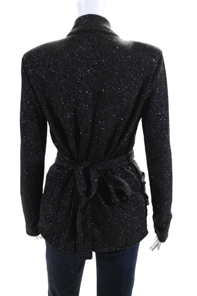 Bitte Kai Rand Womens Sparkly Long Sleeve Wrap Blazer Jacket Black Size XS