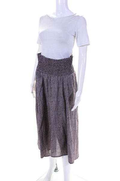 Eileen Fisher Womens Cotton Polka Dot Print Smocked A Line Skirt Pink Size S