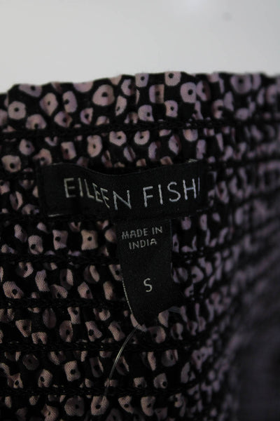 Eileen Fisher Womens Cotton Polka Dot Print Smocked A Line Skirt Pink Size S